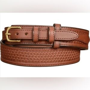 Affiliare Belts Brown Stitched Basket Weave Ranger Style Belt